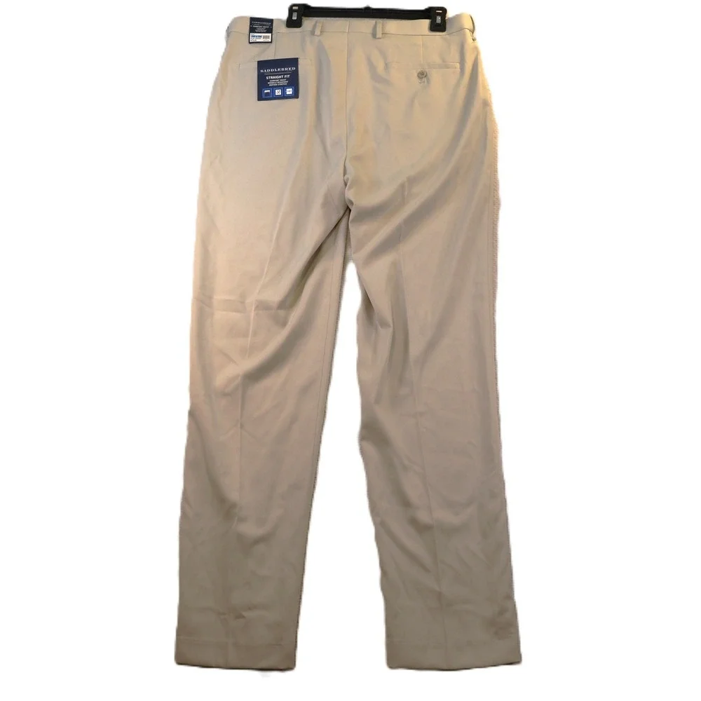 Saddlebred Mens 36x34 Dress Pants Tan Straight Fit Wrinkle Resistant Stretch
